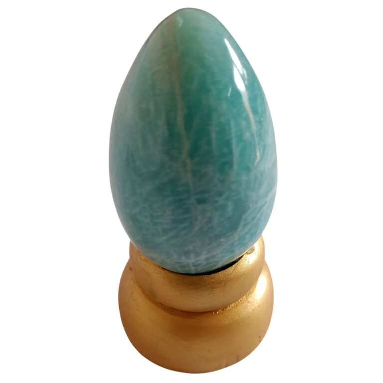Amazonite Eggs With Wooden Stand
